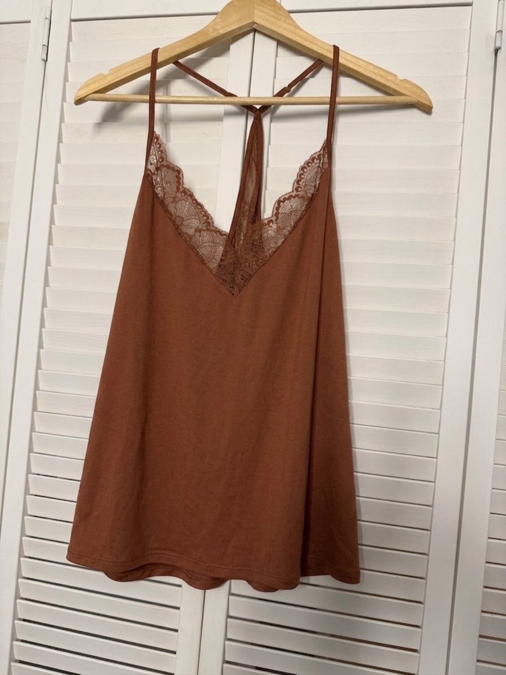 Flora Nikrooz Lace-Trim Camisole in Rust Brown